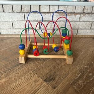 IKEA Wooden Bead Maze Roller coaster  Toy - Red, Blue, Green, Yellow
